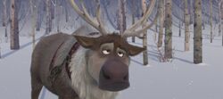 Sven urging Kristoff to return to Anna