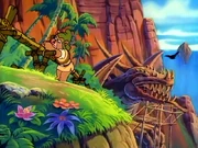 Gruffi above Gusto's dragon