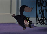 A scene in which Lucifer shows his "opposable toe" on his back paw