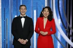Andy Samberg & Sandra Oh hosting Golden Globes.jpg (149 KB) Sandra Oh and Andy Samberg hosting the 76th annual Golden Globes in January 2019.