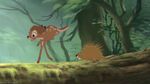 Porcupine chasing Bambi.