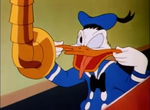 Donald Duck makes fun of the speaker horn.