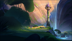Concept art of the tower in Tangled: The Series