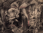 Story sketch of the Witch in her laboratory a Disney Studio Artist.