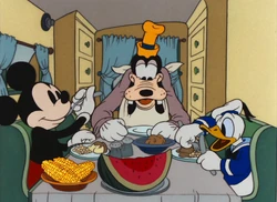 Mickey's Trailer scene Mickey Donald and Goofy eat