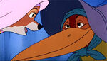 Maid Marian, recognizing Robin Hood through his stork disguise wishes him luck "with all [her] heart".