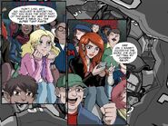 Liz Allan (next to Mary Jane Watson) in the comic book adaptation of Ultimate Spider-Man.