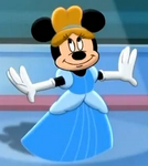 Minnie being dressed up as Cinderella in House of Mouse