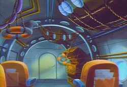 Forward view of the passenger area.