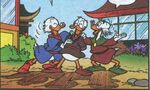 Ludwig, Scrooge and Donald in a comic by the famous Italian Duck artist Romano Scarpa.