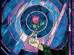 La Rosa en una vidriera en Beauty and the Beast.