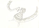 Kaa with Mowgli by Milt Kahl.