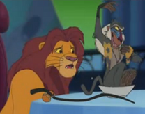 Rafiki se baña en la sopa de Simba.