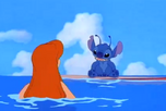 Stitch junto con Ariel en un anuncio de Lilo & Stitch.