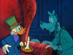 Scrooge with the ghost of Jacob Marley (Goofy)