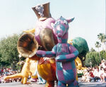 The Heffalumps in a parade at one of the Disney Parks.