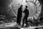 Adam Driver and J.J. Abrams on the set of the throne room of the second Death Star.