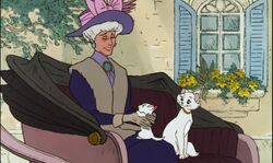 Personagem de desenho animado de gato branco, Madame Adelaide