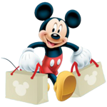 Mickey Mouse holding bag