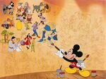 Mickey painting some Disney characters