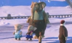 Two elephants wearing Elsa and Anna's clothes
