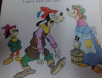 Junior, Goofy, and Goofy's wife in "Goofy Minds the House"