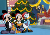 Mickey con Minnie, Pluto, Daisy y Lumiere.            