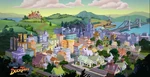 A view of Duckburg, as shown in DuckTales Remastered