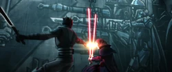 Maul duels Darth Sidious.
