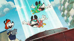 Mickey and Minnie screaming while gliding in a tube