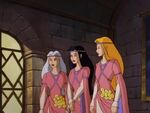 The Weird Sisters as three bridesmaids