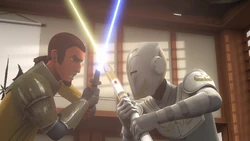 Kanan battling the Temple Guard.