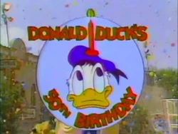 The title card for Donald Duck's 50th Birthday television special (1984).