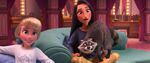 Cinderella, Pocahontas, and Meeko's reaction to Vanellope singing