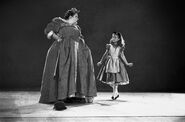 Felton modeling as the live-action reference for the Queen of Hearts, with Kathryn Beaumont modeling for Alice