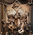 Concept art of the Swamp Boys for Splash Mountain by Suzzane Rattigan.