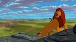 Zazu: "Oh, look, sire. The herd is on the move." Mufasa: "Odd." Mufasa and Zazu notice the stampede