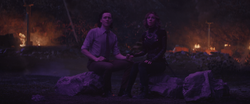 Loki and Sylvie hold hands - Loki EP4