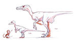 Velociraptor young and adult concept art