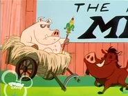 Mr. Pig meets Pumbaa for the first time