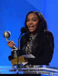 China Anne McClain speaks onstage at the 45th annual NAACP Awards in February 2014.