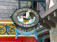 Mr. Stork on the sign for the Baby Mine at Fantasyland from Tokyo Disneyland