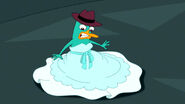 Perry gets zapped by Doofenshmirtz's Ballgown-inator.