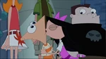 Isabella kissing Phineas