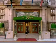 The Tipton Hotel's exterior, as seen in the opening credits