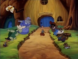 The Bayou's residents welcoming Boudreaux back to his home.