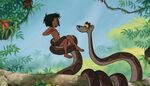 Mowgli surprised to see Kaa again.