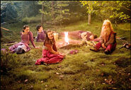 The Pevensie children with Trumpkin in The Chronicles of Narnia: Prince Caspian