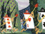 The Cards searching for Alice, by Mary Blair.