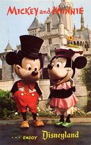 These Mickey and Minnie costumes, shown in the early 1960s had even larger heads. They even wore hats. Also, Mickey had yellow shoes, and Minnie had green shoes.